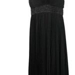 Carmen Marc Valvo  Plisse Jumpsuit 14 Black Beaded Belt Wide Pleated Leg V Neck Photo 0