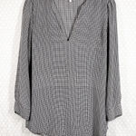 Joie ‎ Brown Black Plaid Silk Oversized Top Photo 0