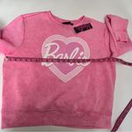Barbie Women’s Pink &White Crew Neck Long Sleeve Heart Print Sweatshirt Sz XL Photo 2