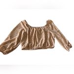 Pink Rose flowered Print Ruched Puff Sleeve Crop Top nwot med Photo 2