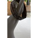 Vintage Women’s 70s Mother of Pearl Inlay Dainty Brass Bangle Bracelet Sz 8” Pink Photo 4