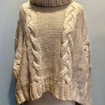 Love Stitch chunky Cable Knit Wool Blend Cowl Neck Cropped oversized sweater M Size M Photo 0