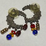 Crescent Legends Moon Shape Silver Tone Metal Pierced Post Earrings with Dangles Photo 3