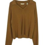 90s Lord & Taylor Mustard Tan Brown Collared Retro V Photo 0