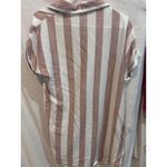 EMERY ROSE Striped Button Up Short Sleeve Shirt Dress Medium Tan White Casual Pink Photo 5