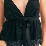 Free People lace v-neck loose fit black blouse women’s Size Small Photo 1