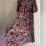 Go Softly Floral Print Short Sleeve V-Neck Zip-Front Patio Dress Size S Photo 1