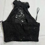 B Darlin  Black and Pink Sequin Halter Prom Dress Photo 6