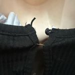 Elegant Black Top with Pearl & Pleated Victorian Neck Trim Accents Size L Photo 4