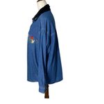 VINTAGE BASIC EDITIONS Christmas Embroidered Denim Shirt Blue Size XL Photo 4