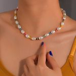 Boutique Rainbow Pearl Besded Necklace Photo 0