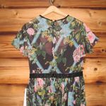 Mac Duggal  9149 Womens Floral Illusion Cap Sleeve Midi Dress Photo 10