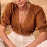 Sézane Sezane Lola Jumper Coffee XS Brown Button-Up Women's Sweater Gold tortoise shell Photo 0
