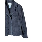Live a Little  Y2K Black Denim Jacket Blazer Raw Hem Frayed‎ Goth Punk Size M Photo 2