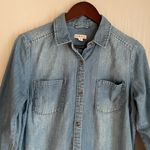 Merona denim long sleeve shirt dress women’s size medium Photo 1
