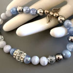 Guardian Angel Natural Blue Quartz Bracelet With Silver Balls for Larger Wrists Photo 0