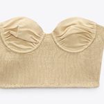 ZARA NWT  LINEN BLEND CORSET TOP BLOGGERS FAV BEIGE SMALL Photo 4