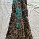 Robbie Bee Cheetah Leopard Print asymmetrical Silk Maxi Dress Photo 0