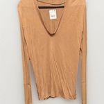 We The Free NWT‎ FREE PEOPLE FRESH AND CLEAN LONG SLEEVE TEE TOP XS GOLDEN NUGGET Photo 2