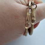 Brass Finish Thick Gold Tone Hoop Earrings Photo 3