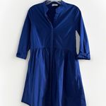Tuckernuck Women's Navy Blue Cotton Royal Shirt Dress Mini Length Size S Preppy Photo 6