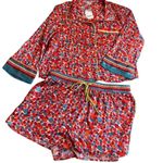 Free People Size L Pillow Talk Satin Pajama Set Red Poppy Floral Print Silky New Photo 8