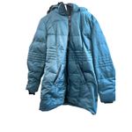 Arctic Expedition Puffer Coat Teal Blue Hooded Faux Fur Trim Size L/G Photo 4