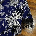 🦋 NWOT Alfani Floral Print Dress with Fringe Sleeves Small Blue Photo 7