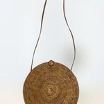 Street Level Boho One of a Kind Round Rattan Bag with leather strap - like new Photo 0