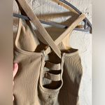 Free People Camel color tank bodysuit, ribbed, EUC size small, athleisure, yoga Photo 4