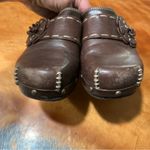 Bongo Vintage Allie Dark Brown Leather Clogs Floral Accents platform size 6 90s Photo 8