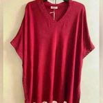 Victoria Collection New York dark red poncho knit silver studded One size NWT Photo 0