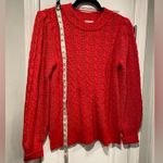 Crown & Ivy NWT Size SP Red Cable knit Puff Sleeve Pullover Crew Neck Seeater Photo 8