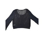 A New Day  Black Crochet Cardigan Large Button Front Knit Open Weave Sweater L Photo 1