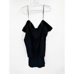 STAUD Josee Dress In Black Off Shoulder Fur Trim Mini Dress Size L NWOT Photo 1