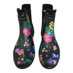 London Fog  Black Floral Piccadilly Rain Boots. Size 8. Photo 3