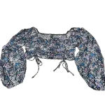 Wild Fable Floral Off Shoulder Cropped Peasant Top Puff Sleeve Large Photo 5