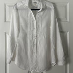 100% Linen Malvin Hamburg germany White Linen Button Down‎ Blouse Size S Photo 0