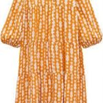 ZARA Orange Geometric Printed Button Down Maxi Dress Small Photo 3