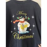 Vintage Retro Merry Christmas Snowman Holiday Crewneck Sweatshirt Size Large Blue Photo 2