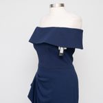 Betsy and Adam  Midi Off Shoulder Scuba Crepe Ruched Dress Photo 10
