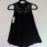 Japna Black High Neckline Sheer Lace Mesh Yoke Halter Top by  Whimsigoth Romantic Photo 6