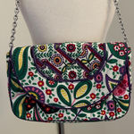 Vera Bradley Pink/Green Floral Quilted Fabric Shoulder Bag Green Photo 0