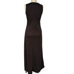 Vintage 70s black stretchy A line V neck sleeveless Maxi dress Size 7 Photo 2