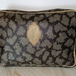 YSL vintage Yves Saint Laurent clutch bag in gray and beige giraffe print PVC canvas with leather trim. Photo 0