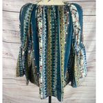 Chenault Boho Blouse Top Womens M Scoop Tie Neck Bell Sleeves Paisley Colorful Size M Photo 3