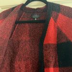 Lucky Brand Red & Black Plaid Open Front Sweater Photo 4