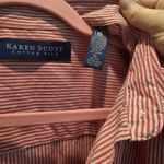 Karen Scott  Womens XL‎ Poinsettia Blouse Christmas  Red Stripe Button Collar Photo 3