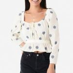 NEW Ciao Lucia Bellissa Top Embroidered Sz S Blue Photo 1