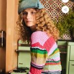 NEW LINGUA FRANCA ashby stitch top in taffy multi Size Extra Small Blue Photo 5